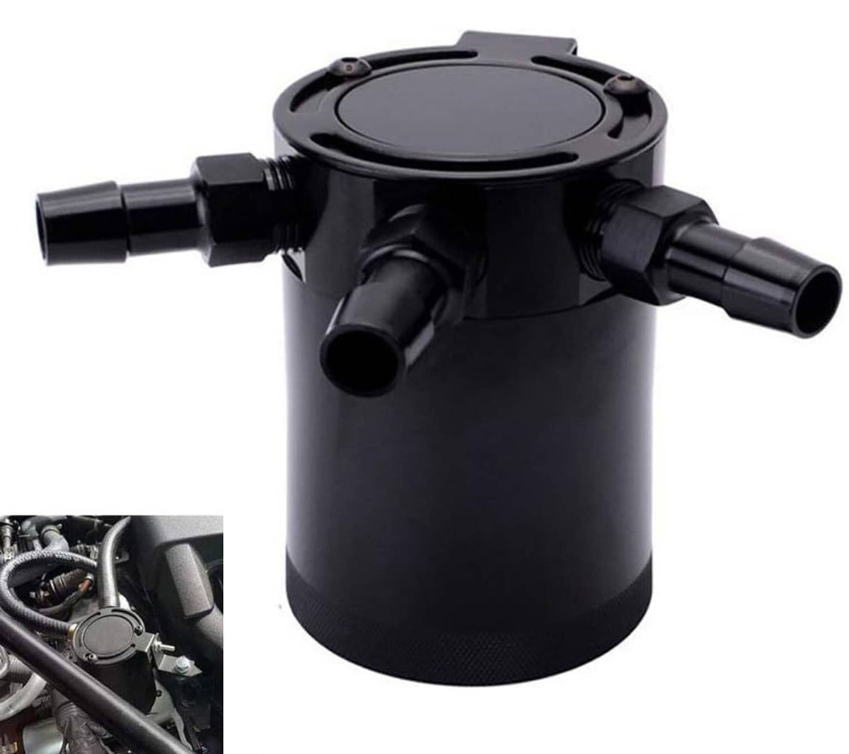 Solidspare Aluminum 3-Port Oil Catch Can Tank Reservoir Air-Oil Separator Racing Baffled