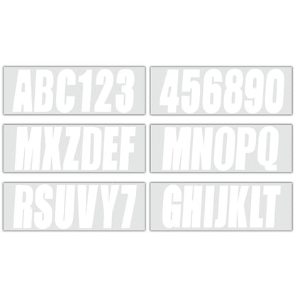 Solid Spare Boat numbers and letters Decal Sticker White Four sets of A-Z Four sets of 0-9