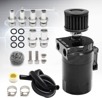 Solidspare Black Oil Catch Can Kit Reservoir Baffled Tank with Breather Filter Universal