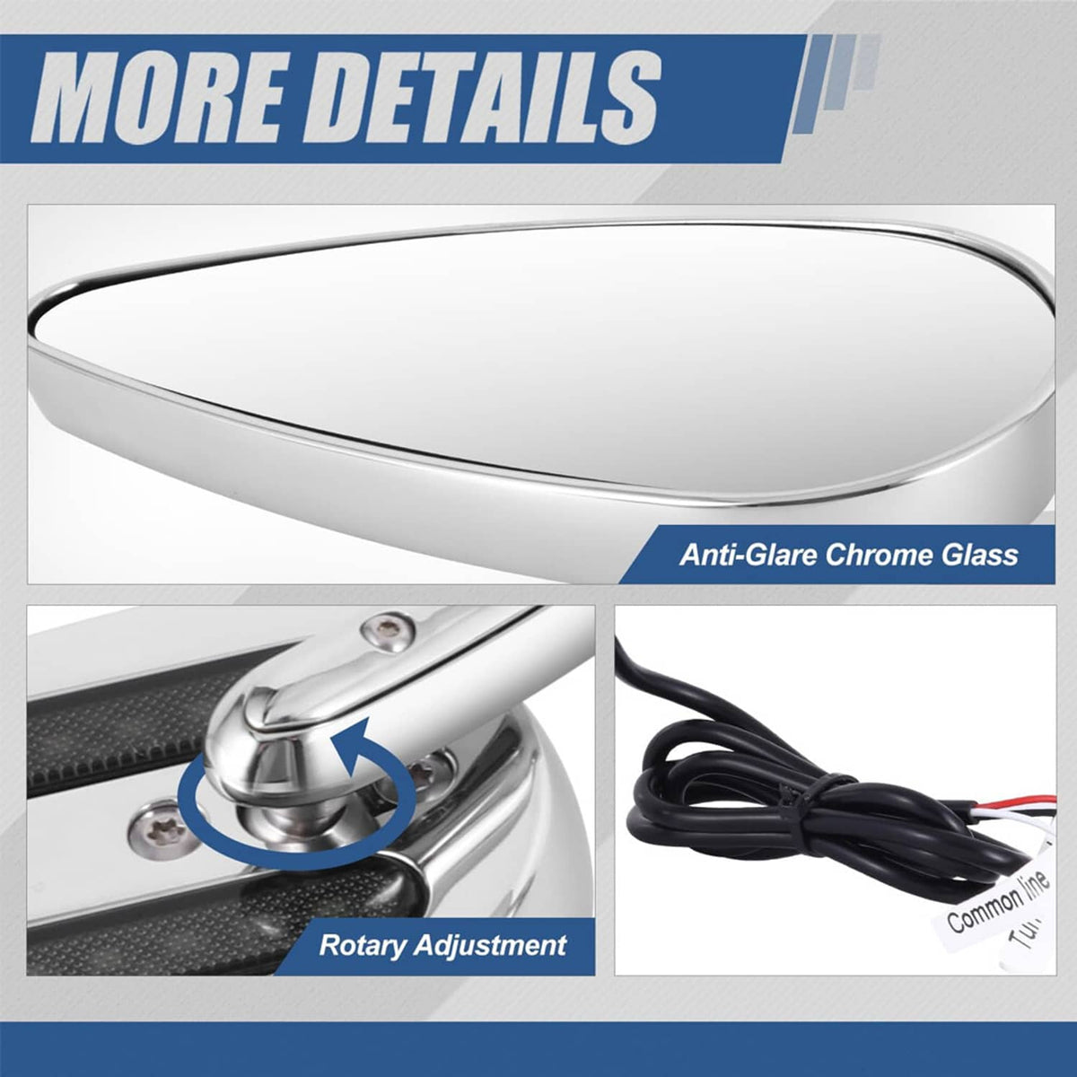 Solidspare Motorcycle Rear View Side Mirrors w/ LED Turn Signal For Road King Sportster