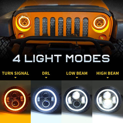 Solidspare 7" LED Headlights Fog Lights Turn Tail Lamp Combo For 07-18 Jeep Wrangler JK