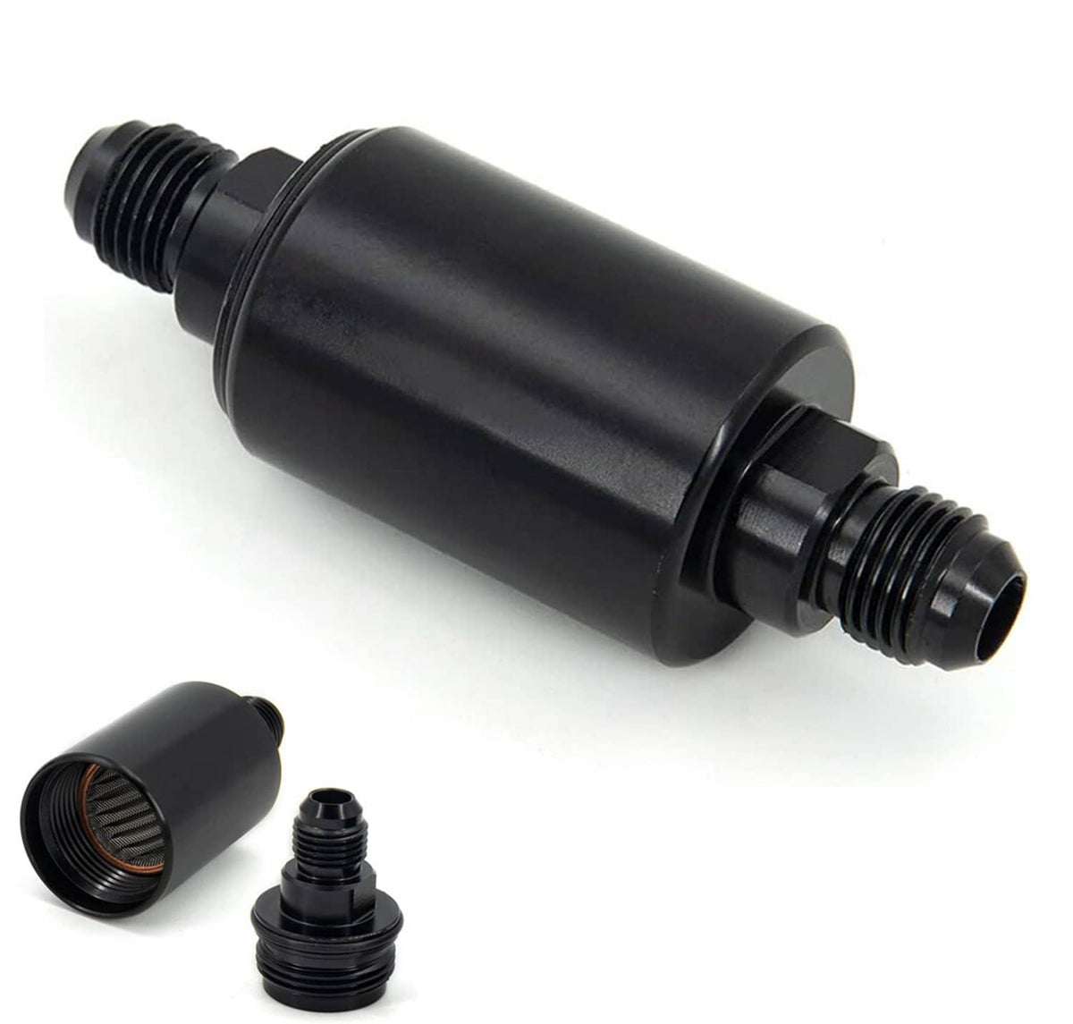 Solidspare Universal -6AN Inline Fuel Filter High Flow 100 Micron Cleanable AN6 6AN New