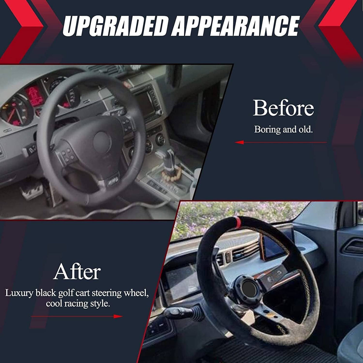 Solidspare 14" 350mm Racing Suede Leather Steering Wheel With Horn Button+Quick Release Kit