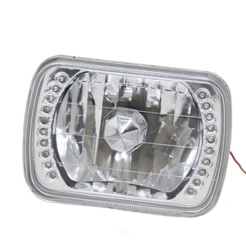 Pair For Mazda B2200 B2600 RX-7 5X7" 7X6" H4 LED Blue Halo Headlights W/O Bulbs