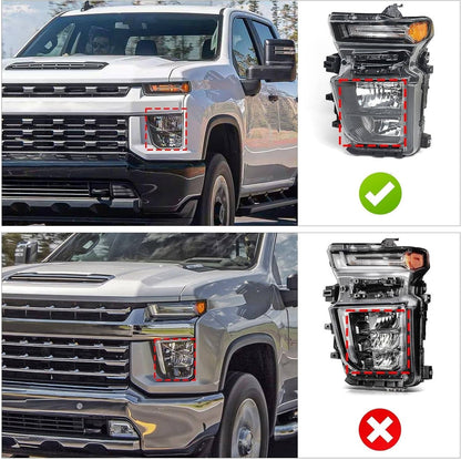 Solidspare Pair Halogen Headlights w/Bulb For 2024-2025 Chevy Silverado 2500HD 3500HD L+R