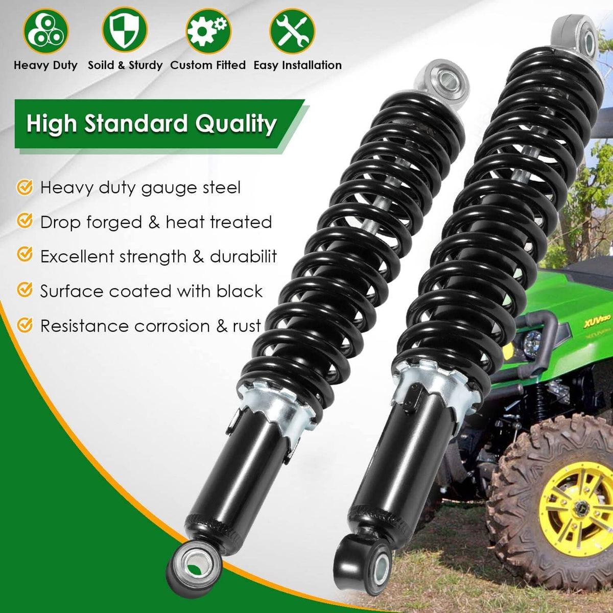 Solid Spare 2* AM129514 Front Left & Right Shocks Absorber for John Deere Gator TE TH TS TX