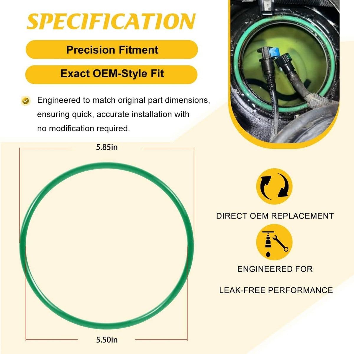 Solid Spare 911-245 Fuel Pump Tank Seal O-Ring Gasket for Chevrolet Ford GMC Dodge Chrysler