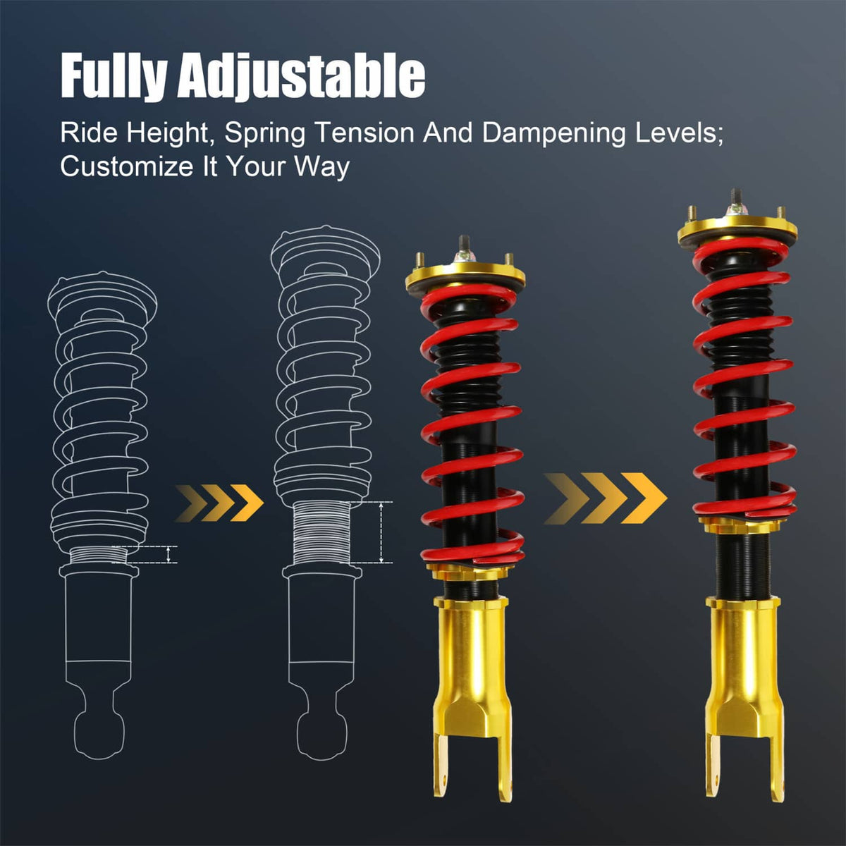 Solidspare Full Coilover Suspension Shocks FIT Honda Civic CRX 88-91 Acura Integra 90-93