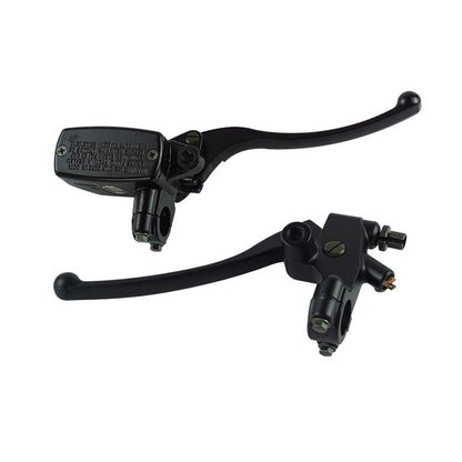 Solidspare 7/8" Motorcycle Handlebar Hydraulic Brake Master Cylinder & Clutch Lever (BLACK)