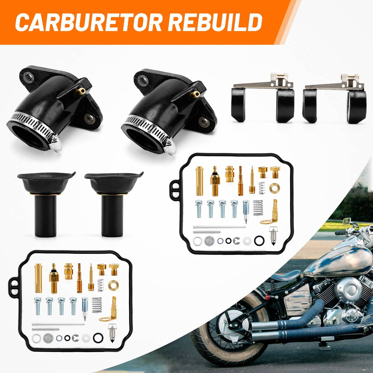 Solidspare Carburetor Rebuild Kit For Yamaha V Star 650 XVS650 1998-2016 w/ Intake Manifold