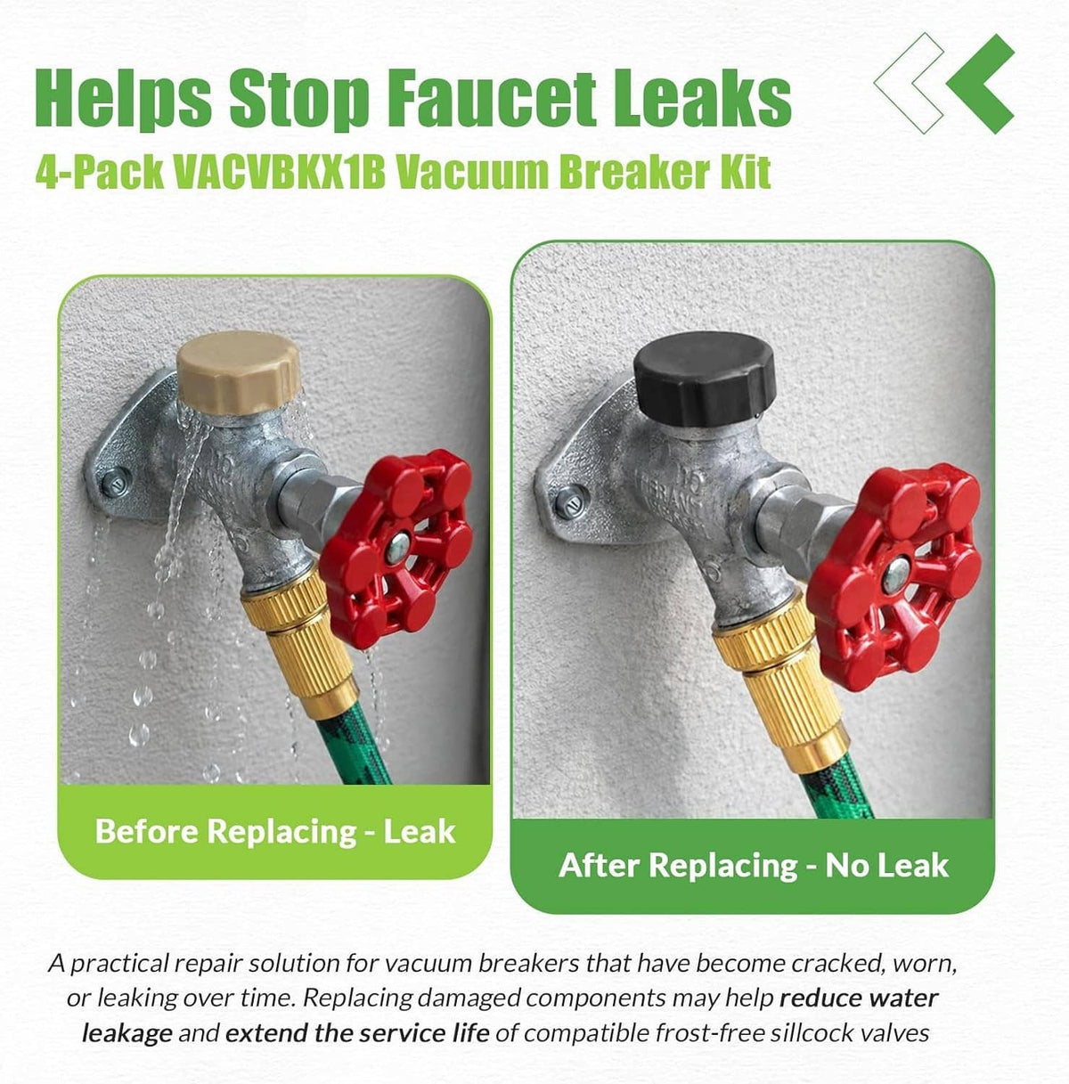Solidspare VACVBKX1B Vacuum Breaker Kit, for Anti-Siphon Frost-Free Sillcock Valves, 4 Pack