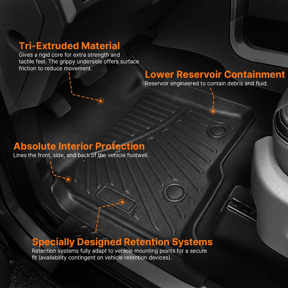 Solidspare All Weather Floor Mats Liners For Ford F-150 Super Crew Cab 4 Doors 2010-2014