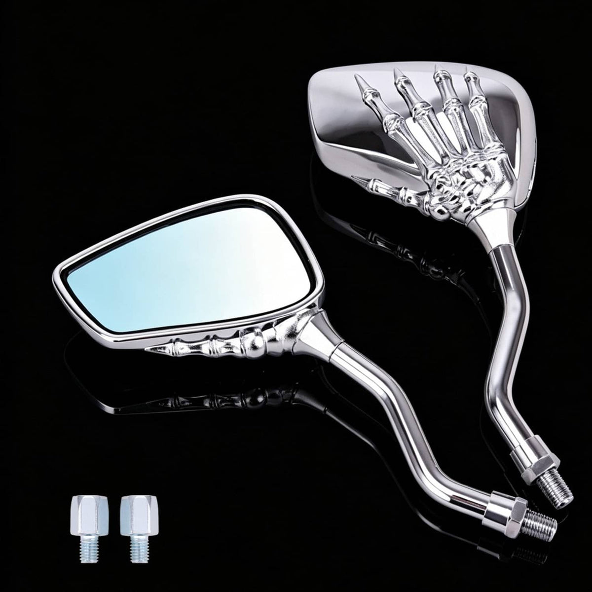 Solidspare Chrome Motorcycle Skull Skeleton Hand Rearview Mirrors For Honda Shadow 750 Aero