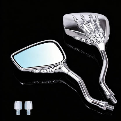 Solidspare Chrome Motorcycle Skull Skeleton Hand Rearview Mirrors For Honda Shadow 750 Aero