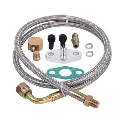 Solidspare 41" Turbo Oil Feed Line Kits For T3 T4 T60 T61 T70 1/8 PNT 90 Degree AN4