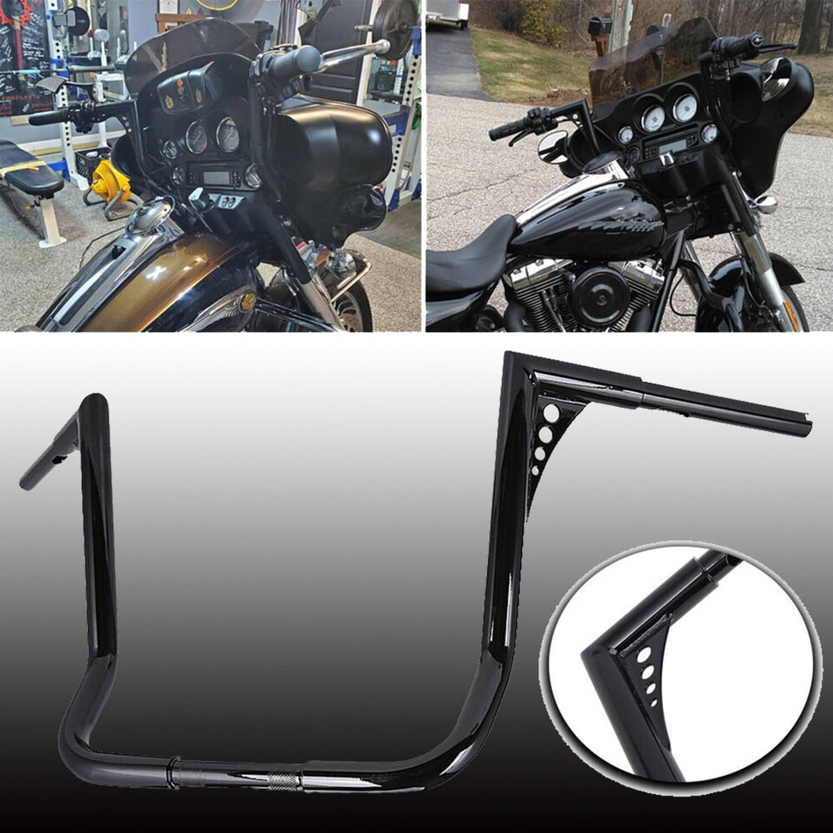 Solidspare DNA 16" Monkey Bagger Meathook Bar Handlebar For Harley Electra Glide Baggers