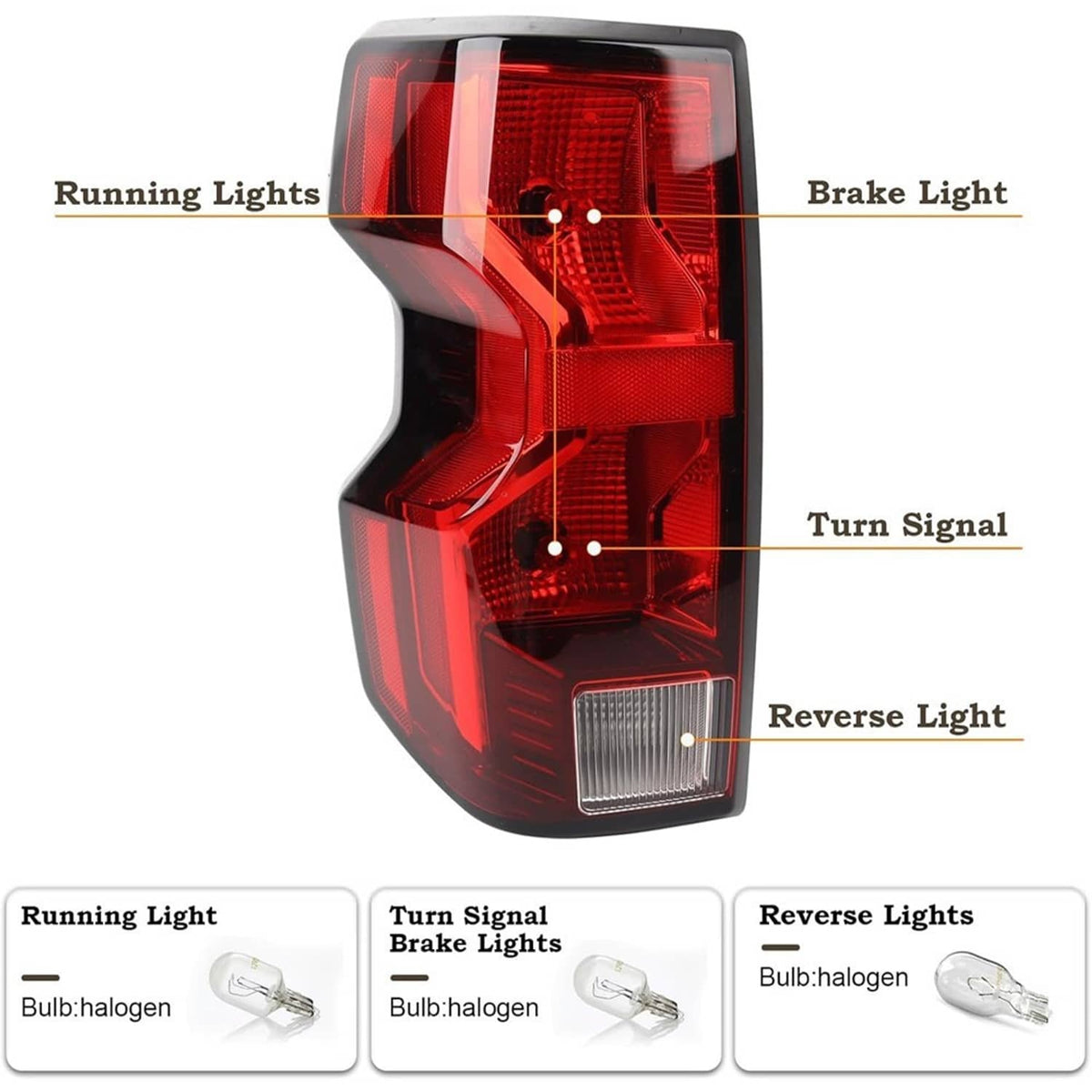 Solidspare Driver & Passenger Side Halogen Tail Lights w/ Bulb For 2023 2024 Chevy Colorado
