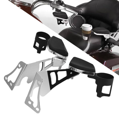 Solidspare Rear Passenger Armrests with Adjustable Cup Holders For Harley Touring 1997-2013