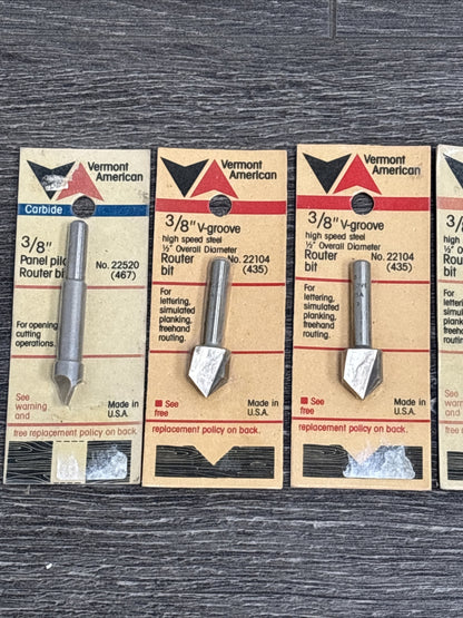 6pc Vermont American 3/8" Shank Router Bit Set - Made In USA