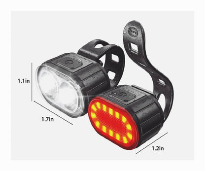 Solid Spare 2×USB Rechargeable LED Bicycle Lights Set Headlight Taillight Cycling Light