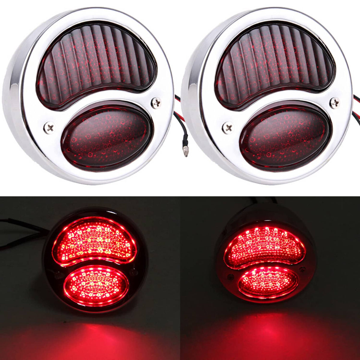 Solidspare For Ford Model A 2x LED Custom Hot Rat Street Rod Tail Lights Duolamp Taillight