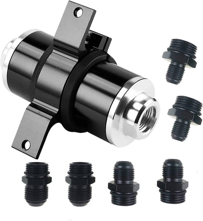 Solidspare New 30 Micron Inline Fuel/Petrol Filter & Bracket Billet Aluminum An6/An8/An10