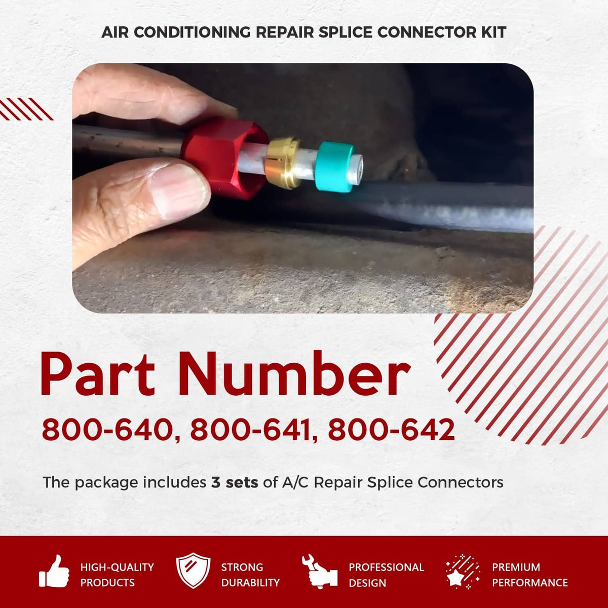 Solidspare 800-640 800-641 800-642 Aluminum Line Splice AC Repair Kit 5/8'', 3/8'', 1/2''