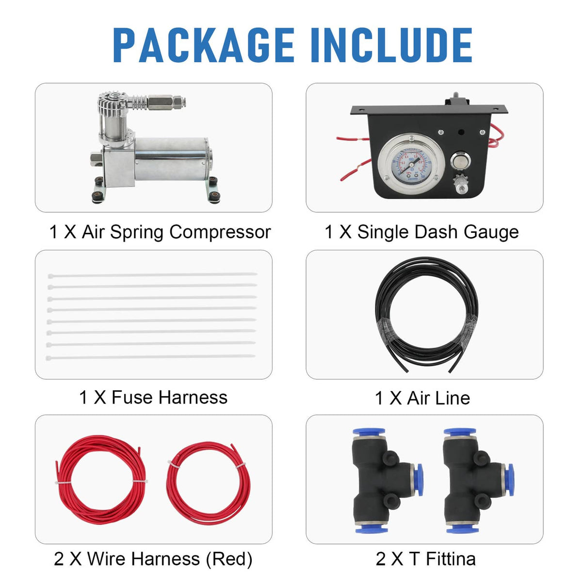 Solidspare Air Suspension Compressor Air Lift 25804 Bag Control Kit Guage Switch Amps Kit