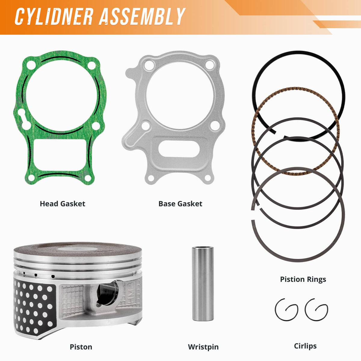 Solidspare 74mm Big Bore Cylinder Piston Top End Kit Fits For Honda TRX250EX 2001-2008 New