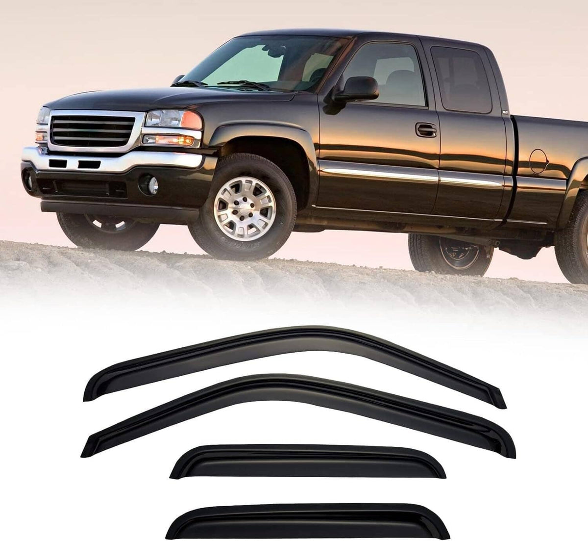 Solidspare Window Visors Rain Sun Guard for 99-06 Chevy Silverado GMC Sierra Extended Cab