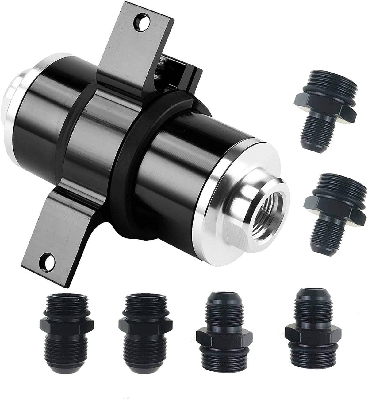 Solidspare 30 Micron Inline Fuel/Petrol Filter & Bracket Billet Aluminum AN6/AN8/AN10