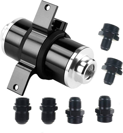 Solidspare 30 Micron Inline Fuel/Petrol Filter & Bracket Billet Aluminum AN6/AN8/AN10