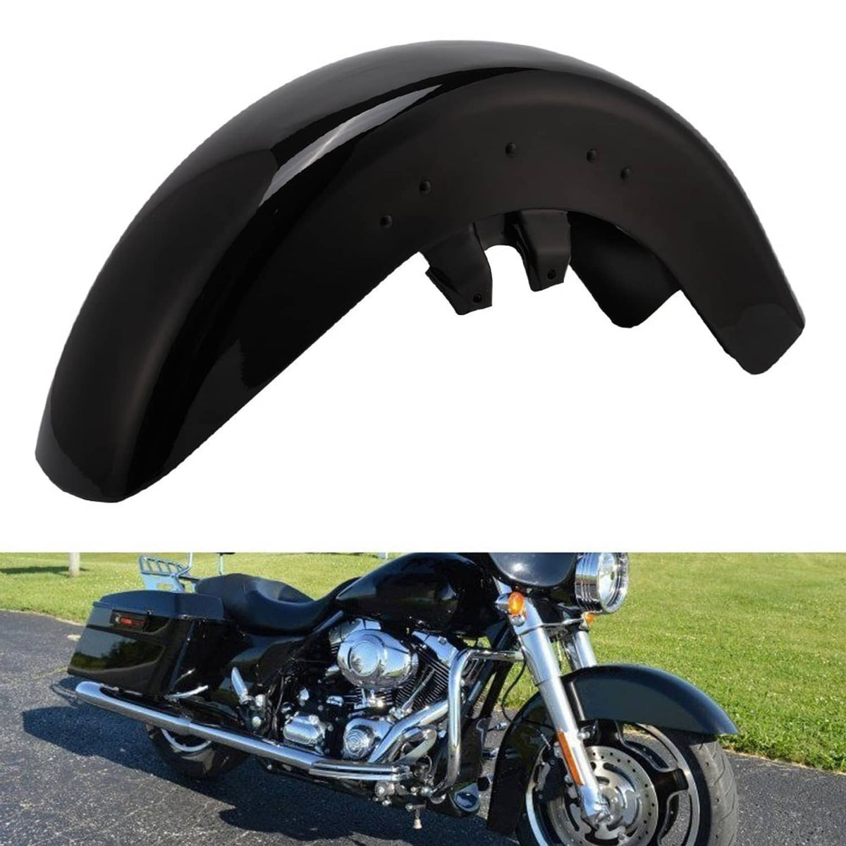 Solidspare Vivid Black Front Fender Fit For Harley Touring Street Road Glide 1989 1990-2013