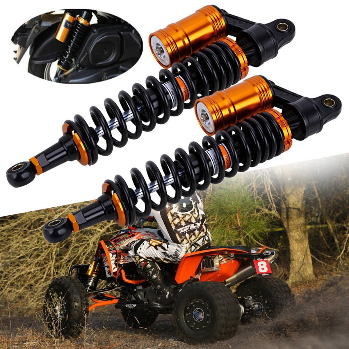 Solidspare 2X Air Shocks Absorbers 15 3/4" For Yamaha YFZ 450 Raptor 700 660 Banshee 400MM