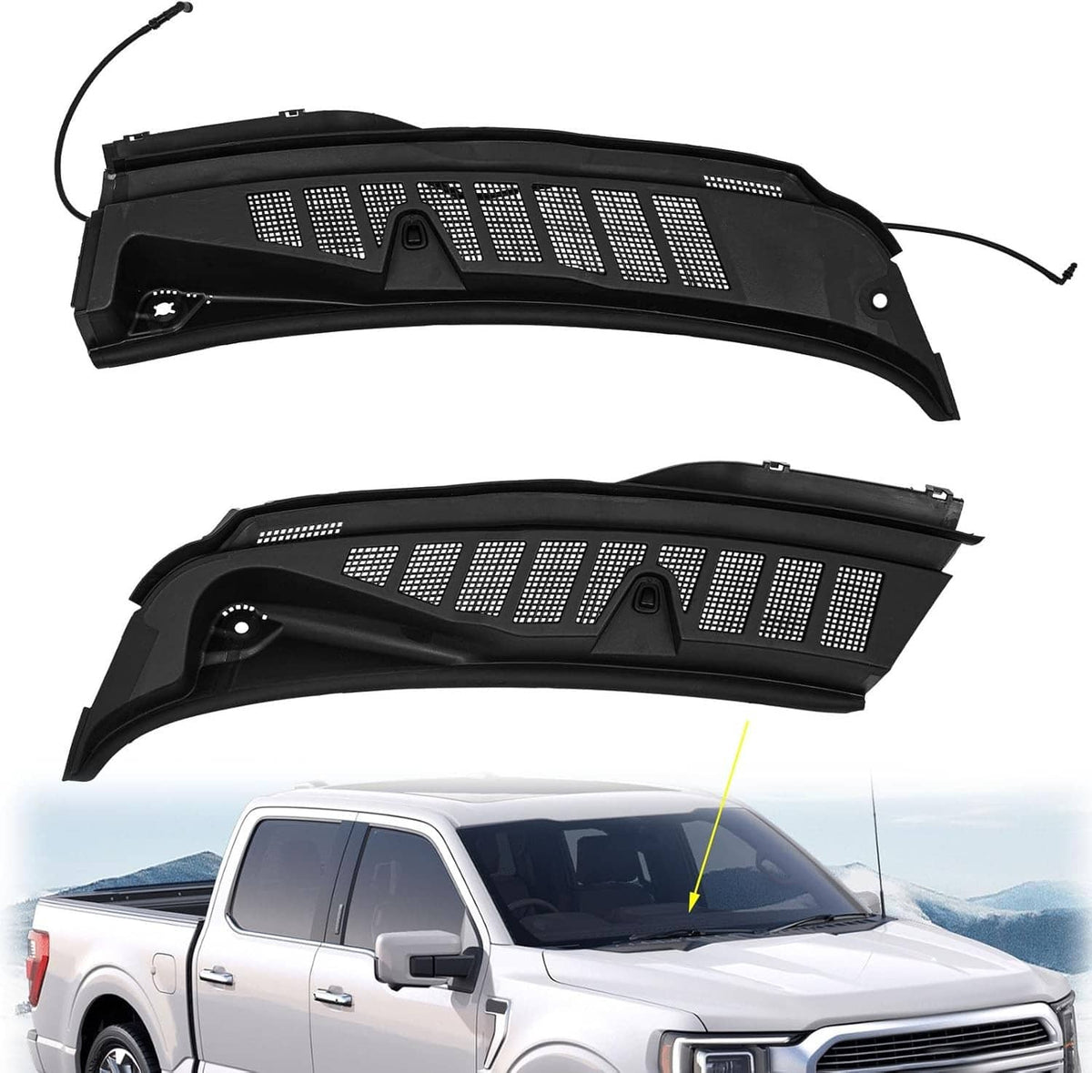 Solidspare For 2021-2025 Ford F150 Windshield Wiper Cowl Grille Screen Cover Left & Right