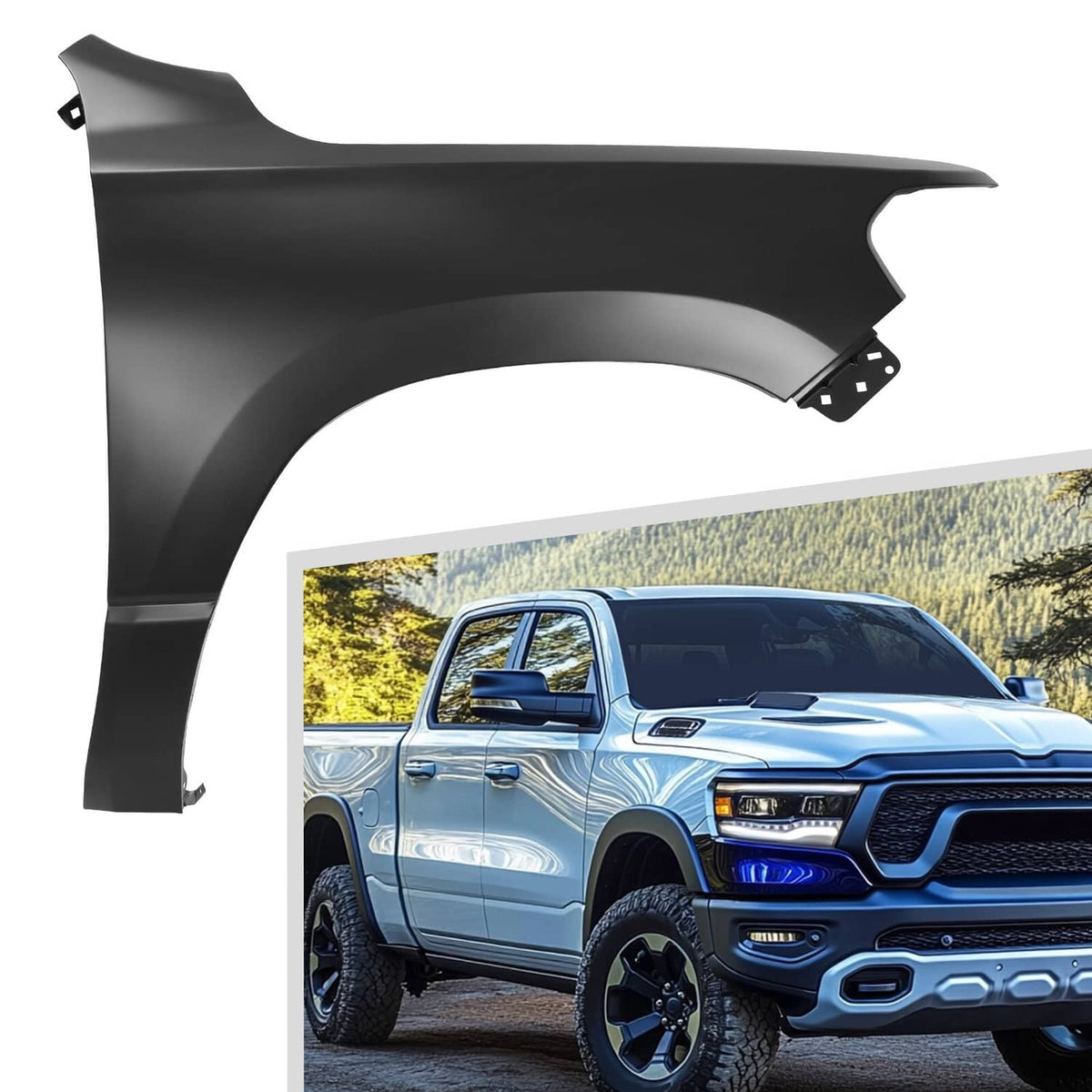Solid Spare Fender For 2019-2025 RAM 1500 Front Passenger Side For #68276308AA