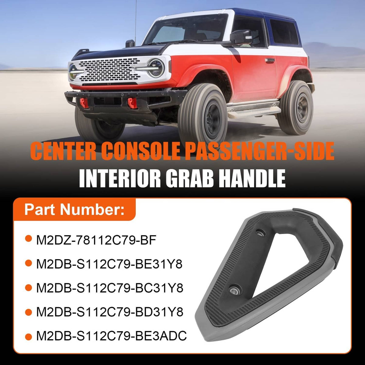 Solidspare Console Passenger Black Grab Handle M2DZ-78112C79-BN For 2021-2026 Ford Bronco