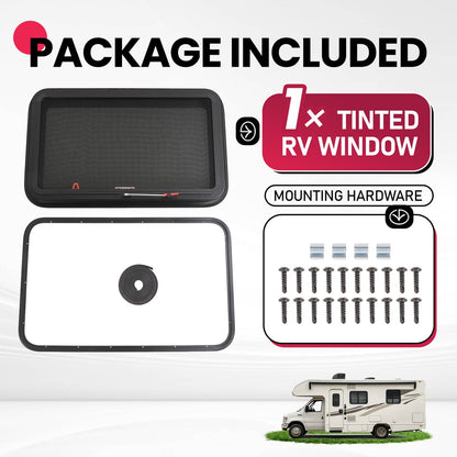 Solidspare For Camper 36" x 22" Dark Glass W/ Trim Ring Emergency Push Out RV Exit Window