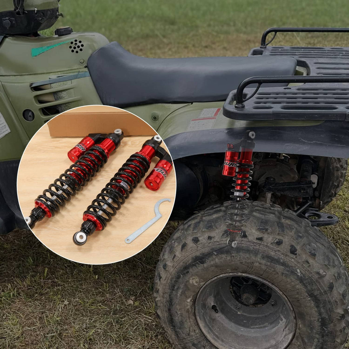 Solidspare ADJUSTABLE REAR AIR SHOCKS FOR POLARIS SPORTSMAN 400 450 500 570 600 700 800 850
