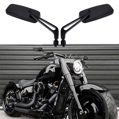 Solidspare Rectangle Motorcycle Rear View Side Mirrors For Harley Honda Yamaha 8mm 10mm