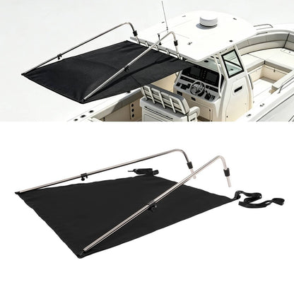Solidspare Black Boat Sun Shade 304 Stainless Steel+Fabric Canopy For Universal Boat