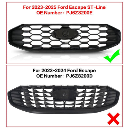 Solidspare For 2023-2025 Ford Escape ST-Line Front Black Grille W/O Radar Holes PJ6Z8200E