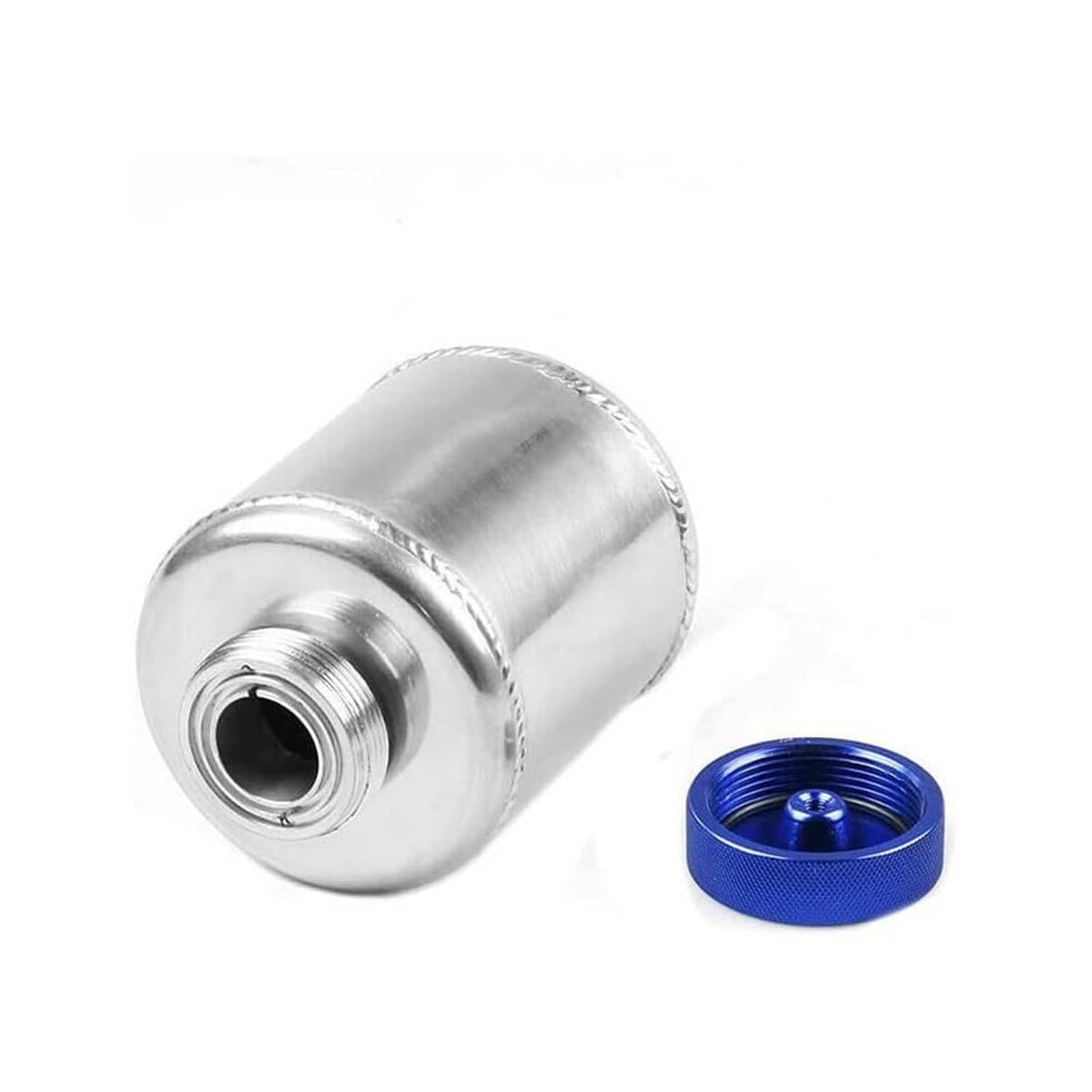 Solidspare Universal Aluminum Racing Power Steering Fluid Reservoir Tank w/ Clamps Silver