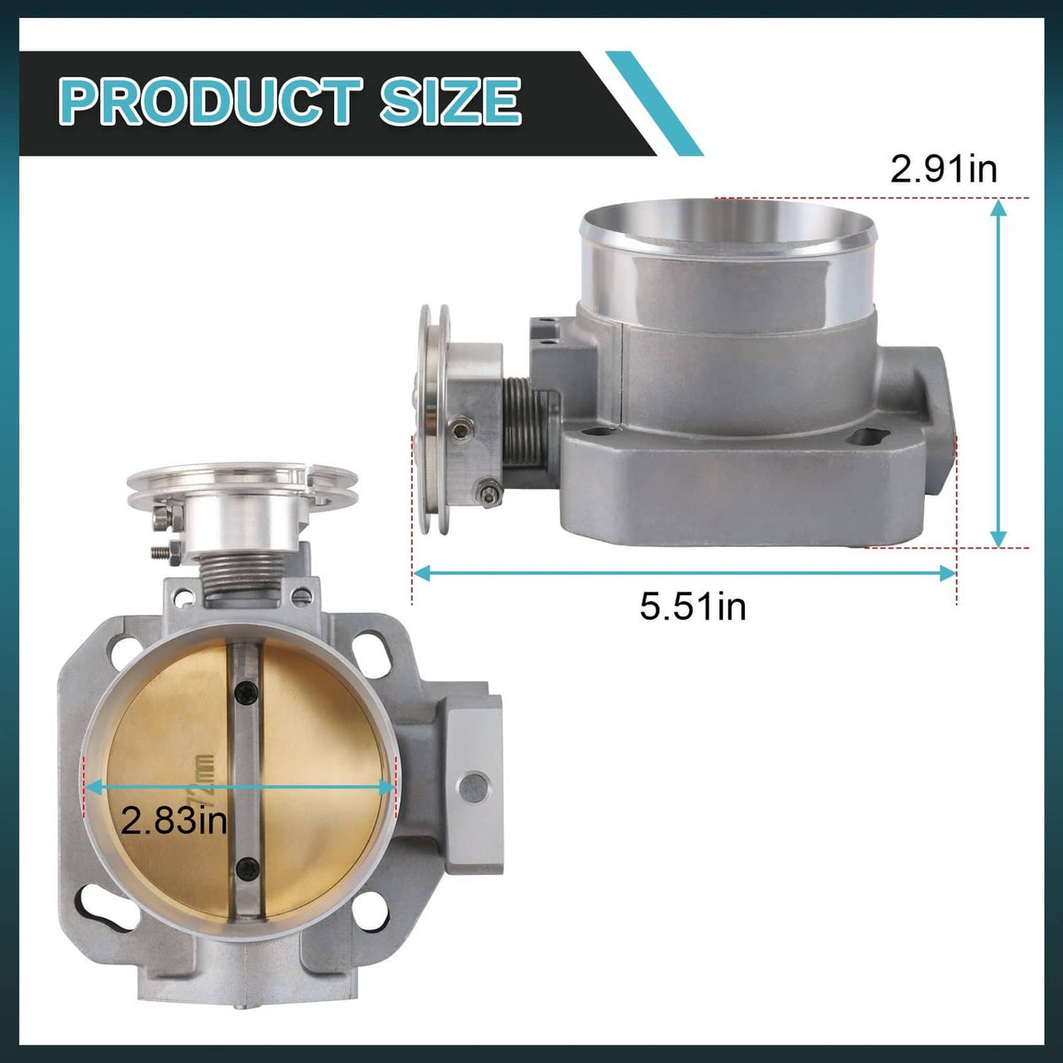 Solidspare JDMSPEED Billet 72mm Throttle Body For K-Series K20 K24 PRB/PRC/RBC/RRC