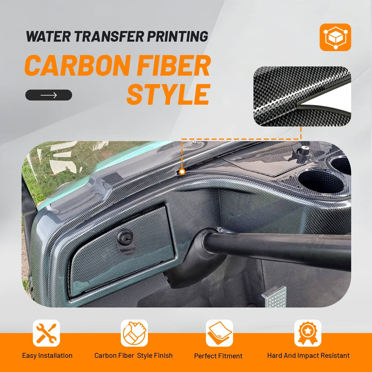 Solidspare Carbon Fiber Style Dash Dashboard Cover W/Locking For Yamaha Drive G29 2007-2016