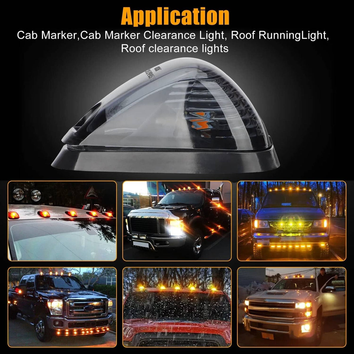 Solid Spare 5Pcs For Ford F-250 F-350 F450 Super Duty Smoke LED Cab Roof Lights Marker Amber
