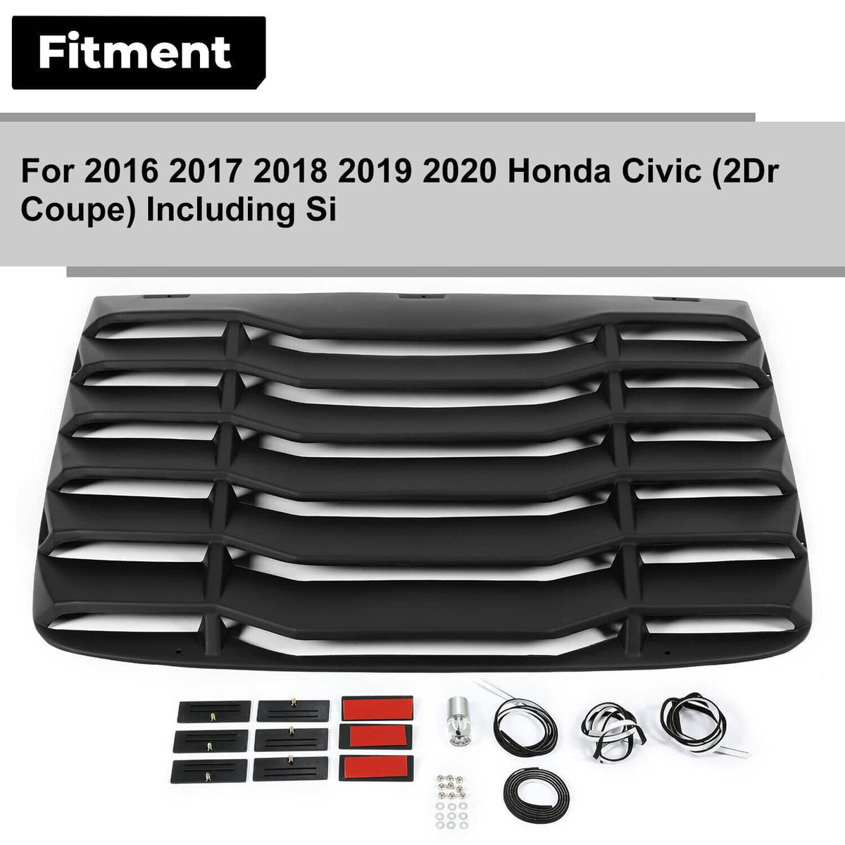 Solid Spare Fits 16-20 Honda Civic 2Dr Coupe Rear Window Scoop Louver Sun Guard Shade Cover