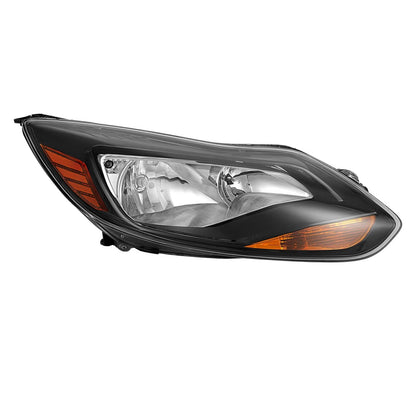 Solid Spare Black Right Passenger Side Headlight Clear Lens Halogen For Ford Focus 2012-2014