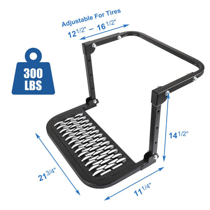 Solidspare Tire Step For Pickup Truck SUV Adjustable Tire Mounted Auto Step 300 lbs Max