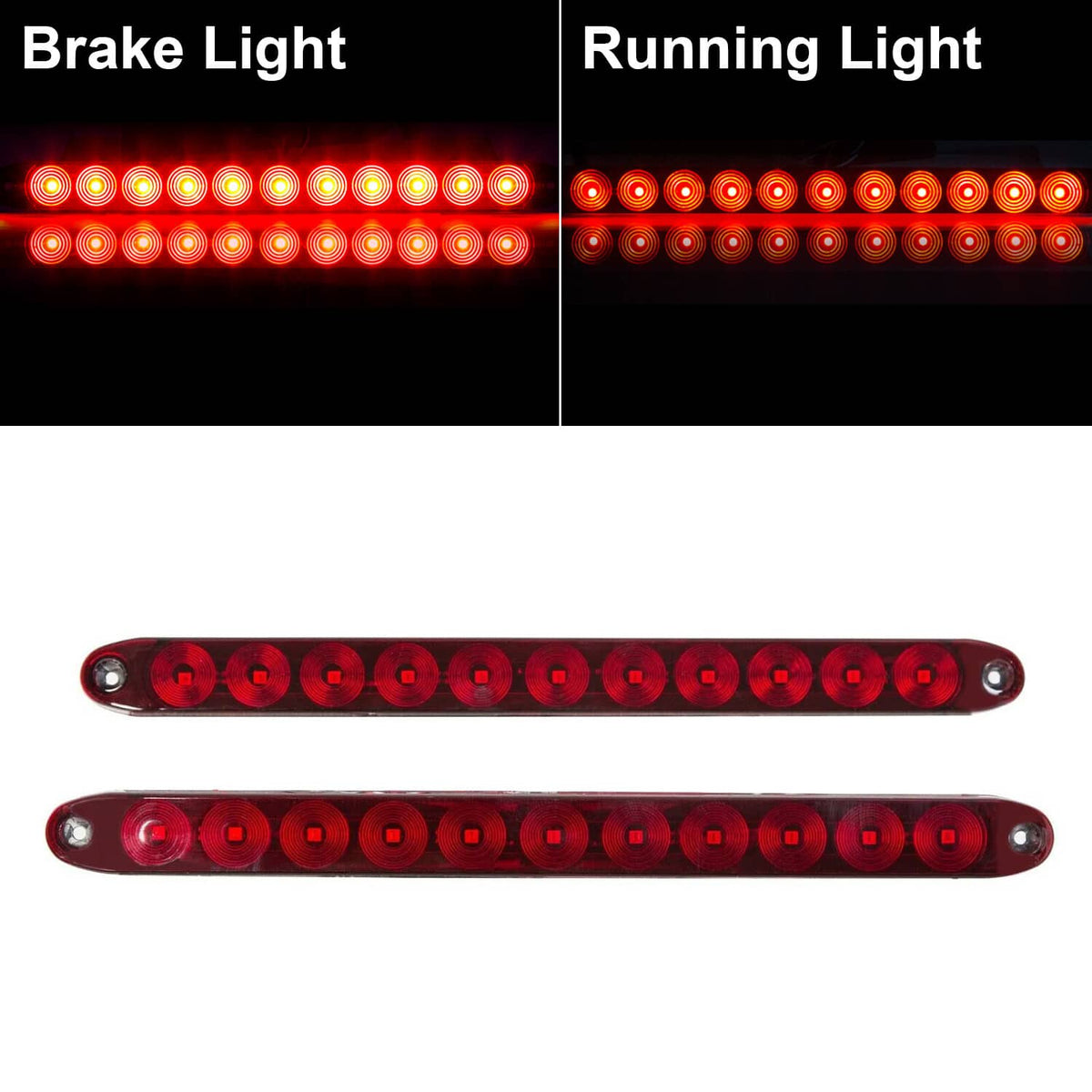 Solidspare 4X 16" 11 LED Red Truck Trailer Light Bar Stop Turn Tail Brake Light Strip Kit